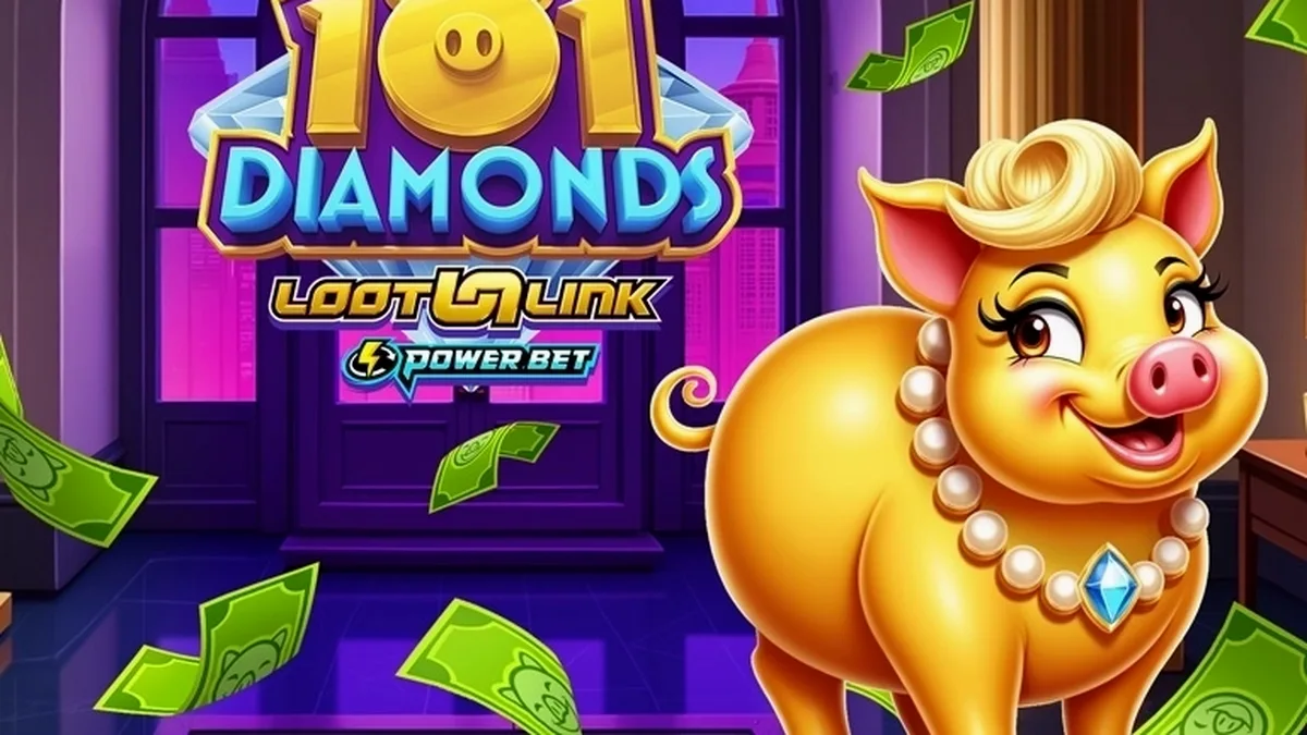Tampilan visual slot 101 Diamonds yang elegan dengan tema permata
